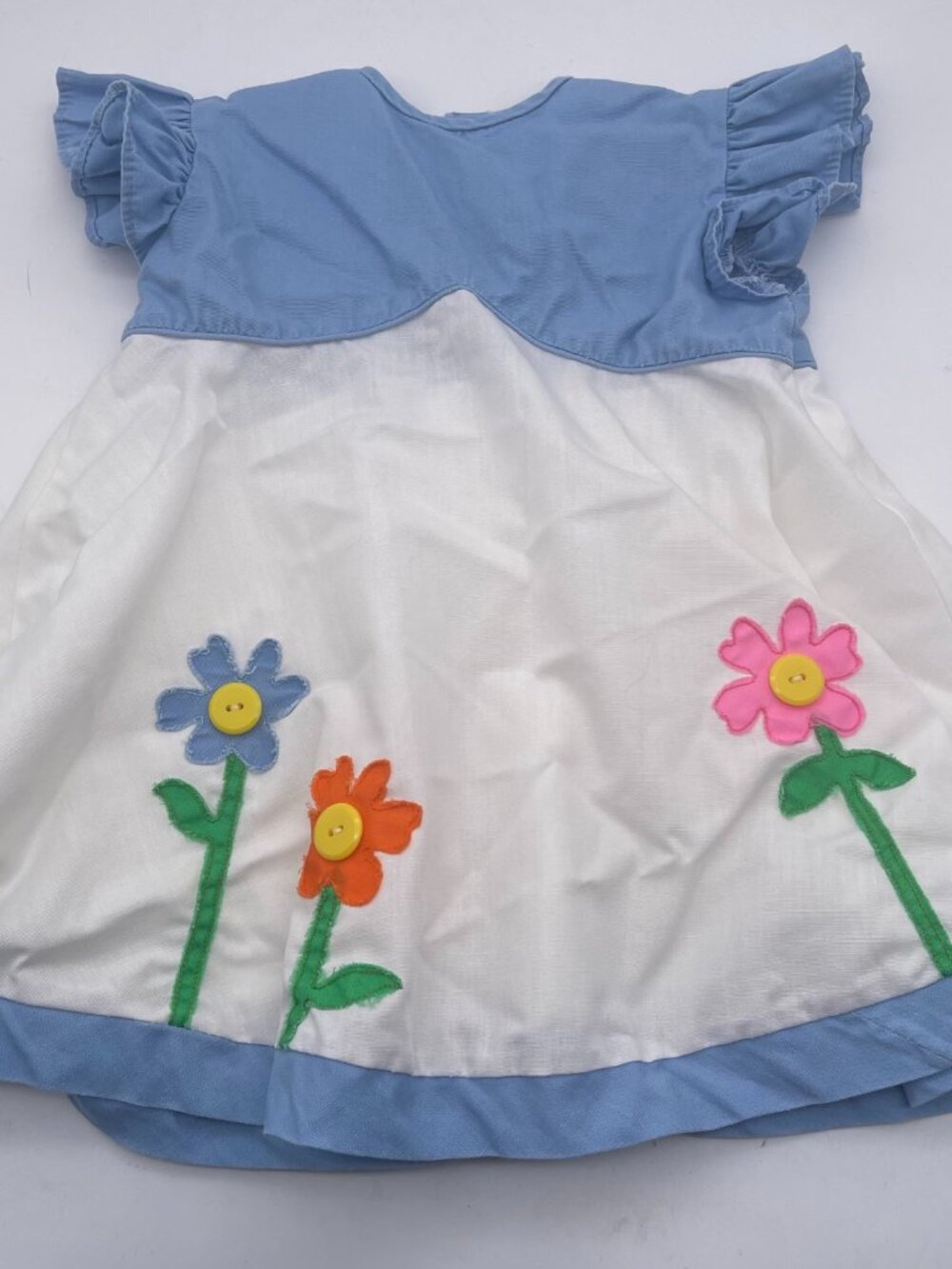 Vintage 80s Nannette Toddler Girl 2T ? Floral Embroidered Button Summer Dress Y
